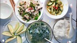 Daily Vlog ✨ Món ăn ngon mỗi ngày | Heo Bóp, Bí Ngòi xào tỏi ớt, Canh mùng tơi,... 요리
