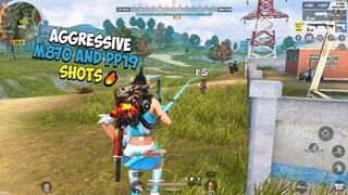 Aggressive M870 and PP19 Shots🔥 / 1 vs 4 / Rules Of Survival /