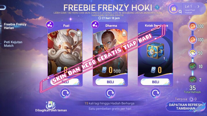 EVENT BARU BISA DAPET 21 SKIN GERATIS