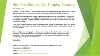 Best And Cheapest Car Shipping Company