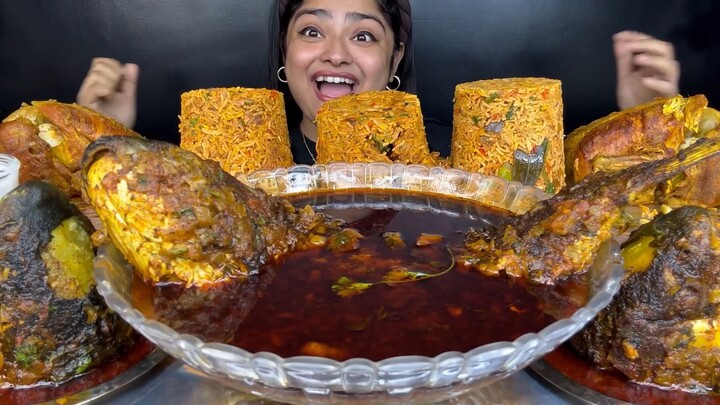 SPICY WHOLE FISH CURRY AND SPICY FISH HEAD CURRY WITH SPICY CHICKEN TAWA PULAO & WHOLE CHICKEN CURRY