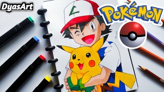 Pas kecil pengen punya Pikachu😭 | Drawing Satoshi & Pikachu [Pokemon]