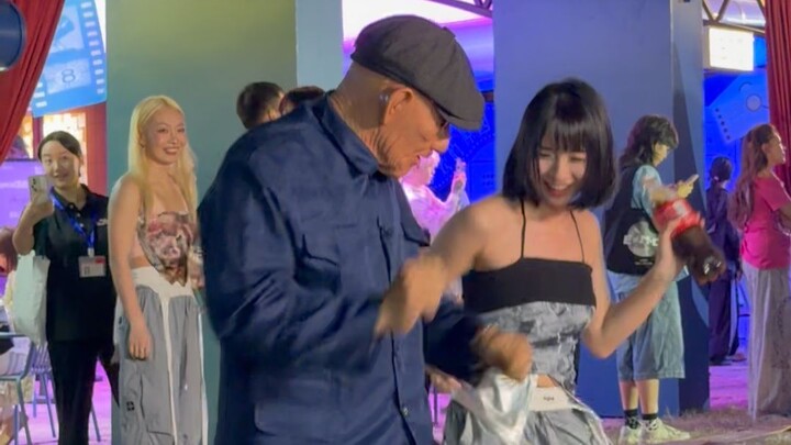 Saw an old man on the street looking for girls to dance with.