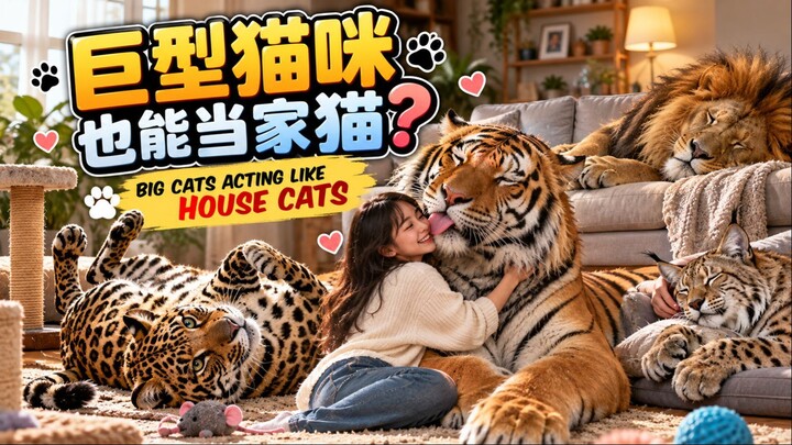 巨型猫咪也能当家猫？😂｜Big Cats Acting Like House Cats｜超可爱的巨型猫咪