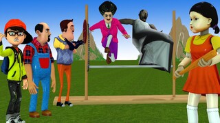 Scary Teacher 3D vs Squid Game High Jump 5 Times Challenge Nick and Tani Winning