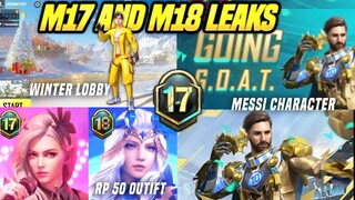 ROYALE PASS MONTH 17 & MONTH 18 LEAKS | RP50 OUTFIT | LIONEL MESSI CHARACTER | WINTER LOBBY | XSUIT