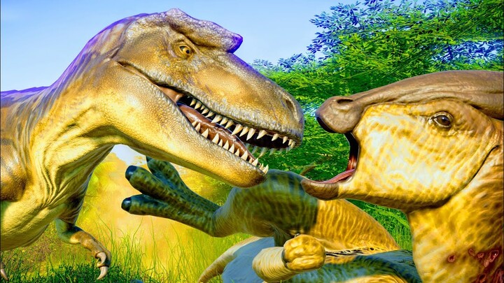 T-Rex & Albertosaurus Hunting In Savannah Environment - Jurassic World Evolution