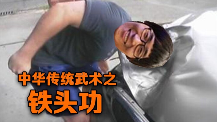 Shocking! This man splits a ravine open with his own head.