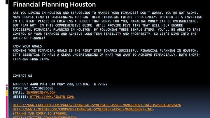 Financial Planning Houston