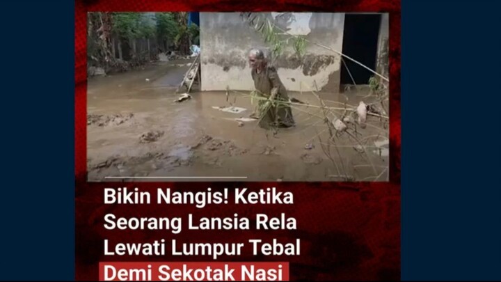 "sebuah momen menyentuh hati terekam di Pidie Jaya, Aceh.  Seorang nenek terlihat berjuang menembus