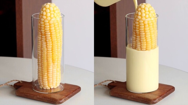 Home Cafe | Banana milk latte 🍌 I can't tell if it's corn or banana 🌽