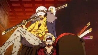 หลัวนั่งบนไหล่ซันจิด้วยท่าทางขี้อายเล็กน้อย