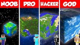 Minecraft Battle: NOOB vs PRO vs HACKER vs GOD: CUBE PLANET HOUSE BASE BUILD CHALLENGE / Animation