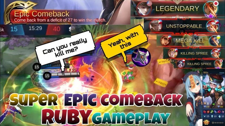 Super Epic Comeback RUBY | How to Kill Max Shield Esmeralda | Ruby Rank Gameplay | Mobile Legend√