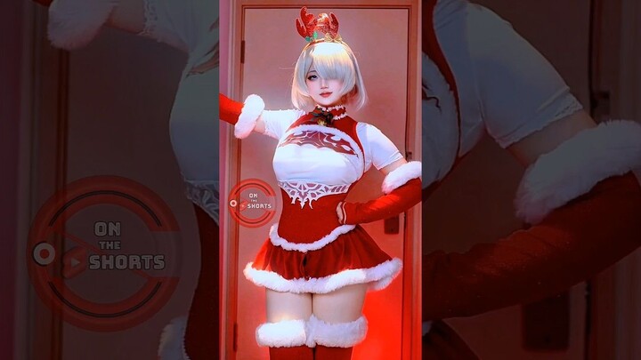 2B Cute Dance With Christmas Costume 🧑‍ Nier Automata Cosplay #shorts