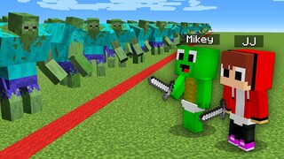 RAID 1000 MUTANT ZOMBIE APOCALYPSE In Minecraft Baby JJ and Mikey challenge Maizen Mizen Mazien