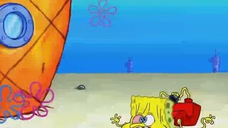 There is so much garbage in the ocean that SpongeBob is blocked by the garbage before he even surfac