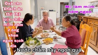 Thịt luộc tai heo chấm mắm nêm ôxã cho2 khách ăn thử khen ngon sạch đĩa/món ăn ngon/cuộc sống pháp