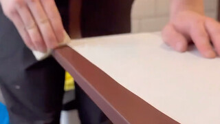Refurbishment and remodeling film application technique for old kitchen cabinets
