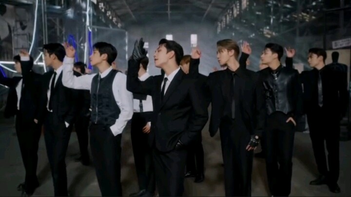 SEVENTEEN's special edition of "Rock with you," all members in suits