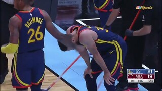 Stephen Curry fell down right on his tailbone injury