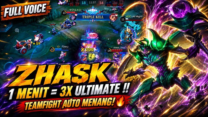 1 MENIT = 3X ULTIMATE?! 🔥 ZHASK BIKIN TEAMFIGHT AUTO MENANG! | MOBILE LEGENDS