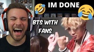 BTS  - Try Not To Laugh/Smile - Funny Interactions with Fans - Reaction