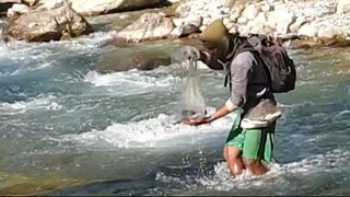 cast net fishing in Nepal | himalayan trout fishing | asala fishing |