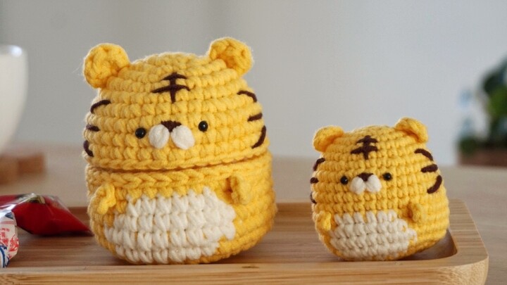 Quick, make a New Year’s candy jar! Adorable little tiger storage box & doll crochet — original desi