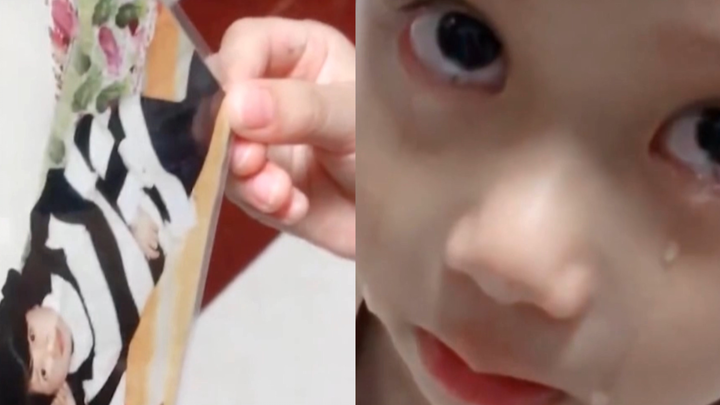 “你以前长得好漂亮！”萌娃看着妈妈年轻时照片泣不成声