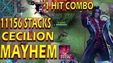 11,156 STACKS OF CECILION IN MAYHEM | 1 HIT COMBO | MOBILE IMBA LEGENDS