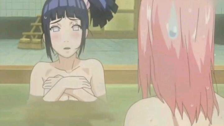 Hyuga taking a bath. It feels like she will float