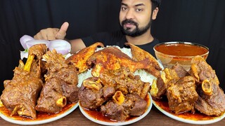 HUGE SPICY MUTTON CURRY, POMFRET FRY, MUTTON LEG PIECE, MUTTON GRAVY, RICE MUKBANG EATING SHOW |