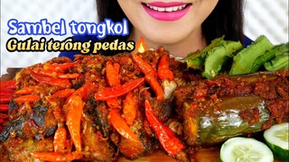 ASMR SAMBEL TONGKOL, GULAI TERONG PEDAS | ASMR MUKBANG INDONESIA