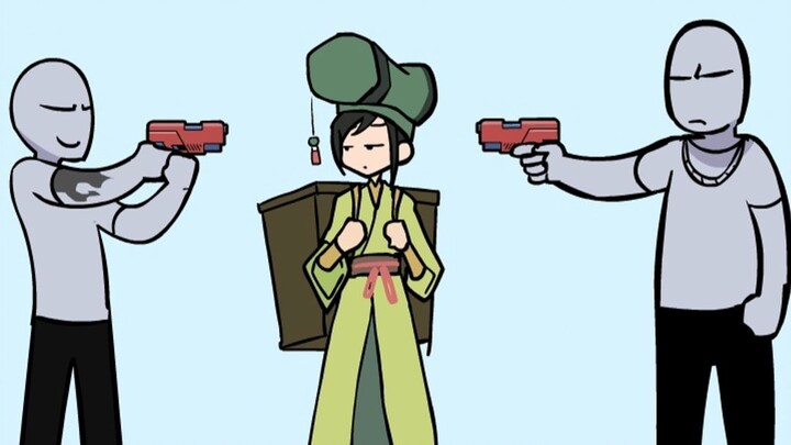 The Eight Immortals seize the guns, each displaying their divine powers.