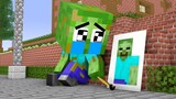 Monster School: Picture of Baby Zombie About One-armed Father - So Sad Story - Minecraft Animation