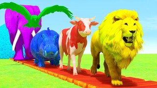 Paint and Animals Lion, Cow, Elephant, Eagle, Hippo – Fountain Crossing Game