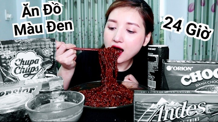 THỬ THÁCH 24 GIỜ ĂN TOÀN ĐỒ MÀU ĐEN Và Mặc Đồ Đen | Challenge 24h Eat Black Color Foods