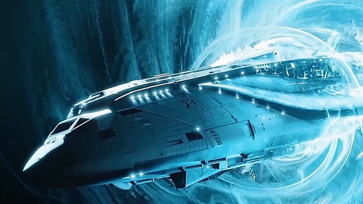 Human spacecraft arrived at an unknown blue planet via spatial jump.