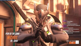 Necros Best Genji in the World - POTG! [ Overwatch 2 PVP Beta ]