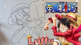 menggambar luffy dari anime one Piece