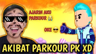 CHALLANGE PARKOUR PK XD, KALO JATUH MUKANYA DI CORET !!