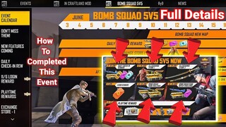 BOMB SQUAD 5V5 EVENT FREE FIRE || HOW TO COMPLETE BOMB SQUAD EVENT || BOMB SQUAD FREE FIRE NEW EVENT