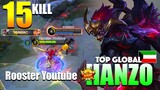 Ninjutsu King from Kuwait! 15 Kill Maniac! | Top Global Hanzo Gameplay By Rooster Youtube ~ MLBB