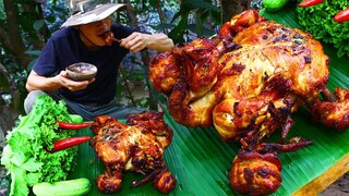 Grilled Chicken Jollof Africa Recipe Eating with Chili Sauce So Enjoy myself