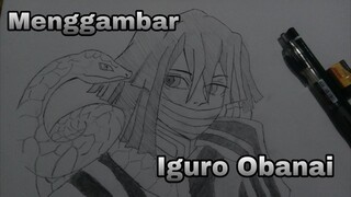 Menggambar Iguro Obanai dari anime Demon Slayer