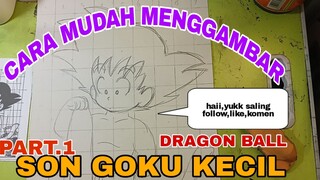 cara mudah menggambar anime dragonball son Goku kecil