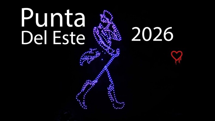 Show de drones y fuegos artificiales año nuevo 2026 Punta del Este, Uruguay