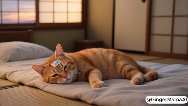 Ginger Kitten Studies Hard While Caring for Sick Mama Cat – Overcoming Every Cha