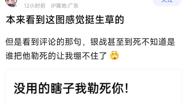 本来看到这张图挺生草的，但是看到评论的那句，银战甚至到死不知道是谁把他勒死的让我绷不住了
